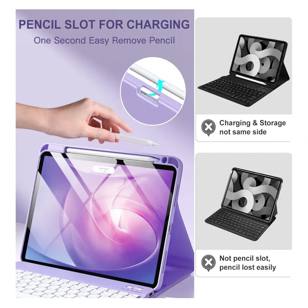 iPad Air 11” Folio Case Magnetic Keyboard Bluetooth Wireless Pencil Charge Dock